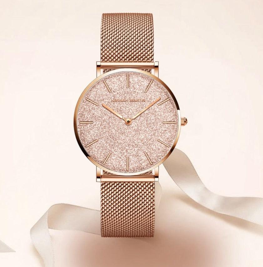 Relógio Feminino Dourado Glitter